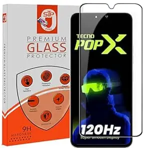 STP FEEL Premium Tempered Glass Screen Protector Guard Compatible For Tecno Pop X 5G (6.75 Inch, Pack of 1) | Edge to Edge Coverage With Easy to installation kit for Smartphone