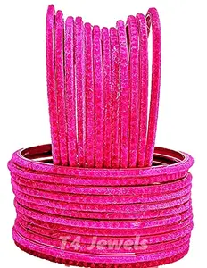 T4 Jewels Velvet Glass Bangles Set For Women & Girls- (Pack Of 24)_Rani_2.4
