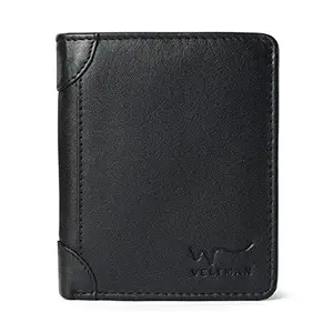 VELTMAN Black Genuine Leather Minimalist Wallet for Men & Women | RFID Protection Wallet | 10 Credit Card Holder | ID Card Slots | Purses for Men & Women