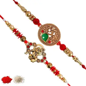 Rakhiya.com Designer Rakhi set of two, Multicolour rakhi, combo of two (set of 2), With Roli Chawal Packet 1016