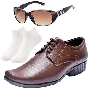 Vitoria Comfortable l Men Lace Formal Shoes with White Socks & Women Gaga Brown/10