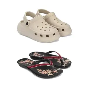 WINGSCRAFT-Premium Comfortable Regular Wear Clogs for Women with Stylish Flats Fashion Slippers for Women's & Girls Combo-OO1-O18-5 Maroon-EURO-36