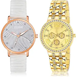 NEUTRON Wrist Analog White and Gold Color Dial Women Watch - GM381-G627 (Pack of 2)