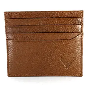 REDHORNS Genuine Leather Card Holder Money Wallet 8-Slot Slim Credit Debit Coin Purse for Men & Women (RD372F_Tan)