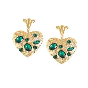SOHI Green Rhinestone Drop Earrings For Women & Girls | Jewellery For Women | Light Weight Earrings |Push Closure | Modern | Statement | Artificial Earrings For Women | Western Earrings (4839)