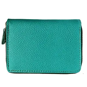 ABYS Genuine Leather Unisex Teal Card with Cash Holder Wallet
