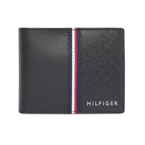 Tommy Hilfiger Men Leather 8 Card Slots Slimfold Wallet - Black, (Zadar)