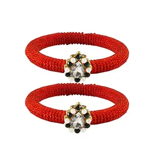MAYA FASHION Red Stone Brass Bangle With Very Extra Large Size Elegant Extra Large Size Bangle | Perfect Fit for Plus Size banglesTrendy and Comfortable Fit for woman and girls | (Sku-ban2131)