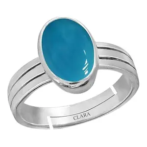Clara Turquoise Firoza 3.9cts or 4.25ratti stone Sterling Silver Adjustable Ring For WOMEN
