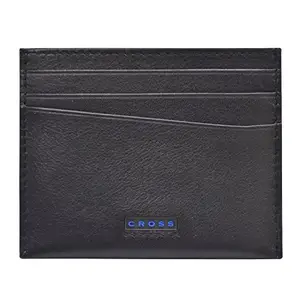 Cross Men's Leather Credit Card Case - Black & Inside -Middle Blue - CR Range - AC048257-1