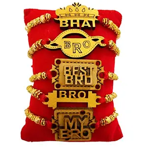 DMS RETAIL Set of 5 Rakhi for Bhaiya Rakshabandhan Rakhi with Kumkum Chawal (J-K-L-M-N)