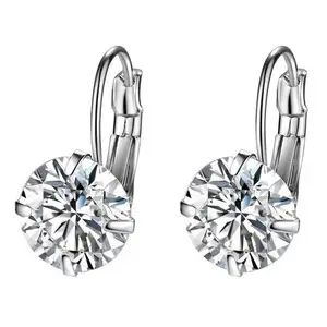 Fabula by OOMPH Jewellery Silver Tone Solitaire Cubic Zirconia Ear Stud Fashion Earrings For Women & Girls Stellar Fine Jewels Collection (ECOS33) - Silver, White