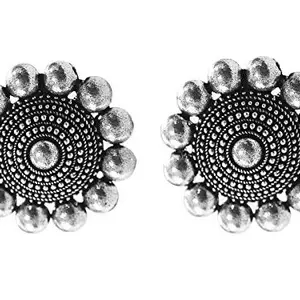 AyA Fashion Afgani Oxidised German Silver Stud Earring for Women