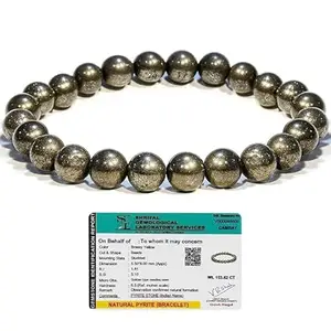 Sukhad Raw Pyrite Bracelet | Certificate of Authenticity | Attracts Money and Boost Confidence | Astrology Bracelet for Men and Women | Beautifully Crafted with Healing Crystals
