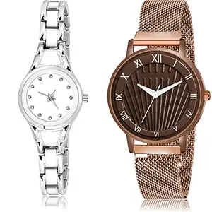 NEUTRON Analogue Analog White and Brown Color Dial Women Watch - G597-G519 (Pack of 2)