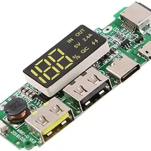 ESPtronics ERH India 18650 Charger Board Lithium Battery Charging Module Dual USB 5V 2.4A Mini Type-C Module for Laptops and Ultra Books, Audio Equipment, Smartphone’s and Tablets etc.