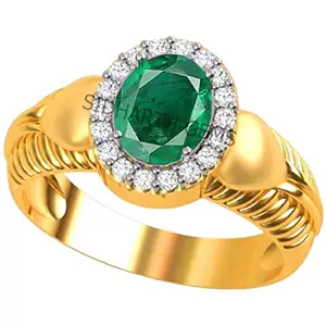 SIDHARTH GEMS 14.25 Ratti 13.00 Carat Certified Natural Emerald Panna Panchdhatu Adjustable Rashi Ratan Gold Plating Ring for Astrological Purpose Men & Women