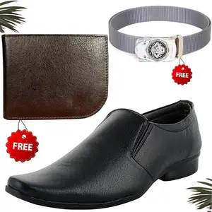 Relaxed Trendy Formal Shoes/Party Shoes/Shoes Combo with Free Wallet & Belt for Men and Boys (BAZAAR3591_TCC-BR-2003) Multicolor