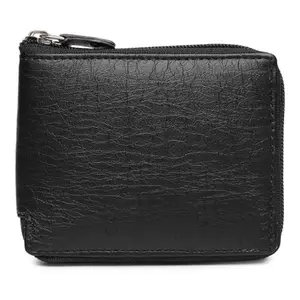 Fashion Link Zipper Leather Wallet for Mens with Box Black Color