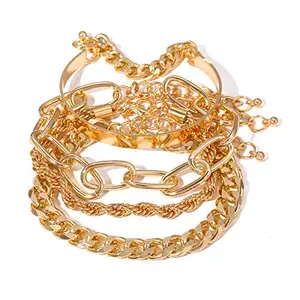 Jewels Galaxy Sparkling Gold Plated Multi Strand Bracelet For Women (Style 2) (CT-BNGF-49109)