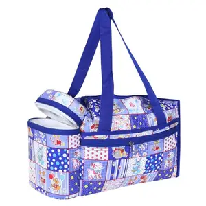 Kuber Industries Baby Bag - Parachute Bottle Cooler - 2 Bottle Warmers - Cartoon Blue
