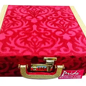 Pride Star Pride Faux Leather Maroon-Gold Hard Sided Luggage Cosmetic Cases