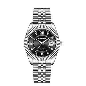 GIORDANO Analog Watch for Men - Dual-Tone Stainless Steel Strap, Crystal Indices and Fluted Bezel