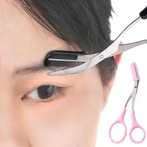 Wild Fox Macvl5 Trimmer Scissors With Mini Comb,Ladies Auxiliary Eyebrow Comb Scissors,Perfect Eyebrow Trimming Tool For Better Control Of Length,Prune Of Eyebrows Shaping At Home Makeup Tools, Pink