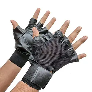 ZaySoo Gym Mesh Gloves for Weight Lifting Gym Gloves Fitness Training Protector - Free Size
