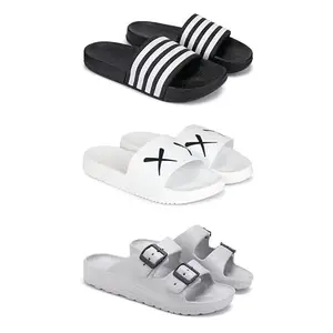 Lightweight Classic SliderSandals with Clogs for Men-Combo(3)-3024-3029-3114-9 Grey-36