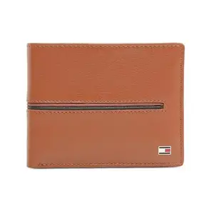 Tommy Hilfiger Men Leather Passcase Wallet - Tan, (Glasgow) No. of Card Slot : 12