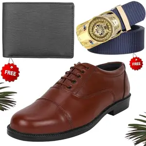 Modern Trendy Formal Shoes/Party Shoes/Shoes Combo with Free Wallet & Belt for Men and Boys (BAZAAR5256_VTOR-BLK-1009) Multicolor