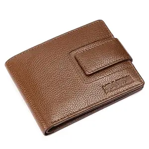 HAMMONDS FLYCATCHER Genuine Leather Wallet for Men, Brushwood | RFID Protected Bi-Fold Money Wallets for Men | Mens Wallet with 6 Card Slots | Loop to Lock Snap Button Purse - Gift for Men's