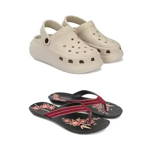 DRAKFOOT-Premium Comfortable Regular Wear Clogs for Women with Stylish Flats Fashion Slippers for Women's & Girls Combo-OO1-O22-8 Maroon-EURO-39