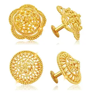 VFJ VIGHNAHARTA FASHION JEWELLERY Vighnaharta Traditional South Trend Alloy 1gm Gold Plated Earring Combo set.