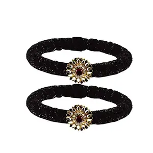 MAYA FASHION Black Stone Brass Bangle With Very Extra Large Size Elegant Extra Large Size Bangle | Perfect Fit for Plus Size banglesTrendy and Comfortable Fit for woman and girls | (Sku-ban2025)