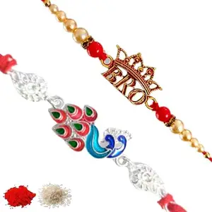 Rakhiya.com Designer Rakhi set of two, Multicolour rakhi, combo of two (set of 2), With Roli Chawal Packet 0333