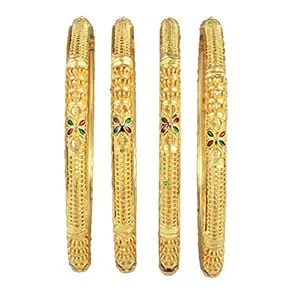 Karatcart One Gram Goldplated Traditional Hand Work Bangles for Women (24)