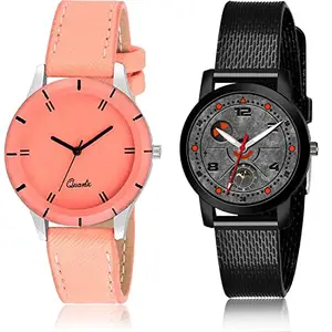 NEUTRON Stylish Analog Red and Grey Color Dial Women Watch - G270-(13-L-10) (Pack of 2)