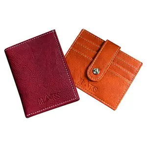 MATSS Maroon & Orange Artificial Leather Combo Wallet||Card Holder||Card Case ||ATM Card Holder for Men & Women (Pack of of 2)