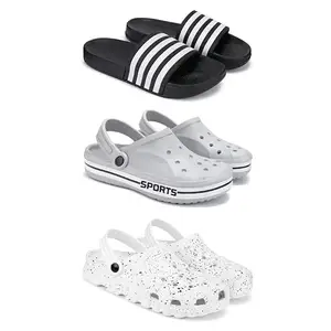 Lightweight Classic SliderSandals with Clogs for Men-Combo(3)-3024-3067-3057-10 White-653