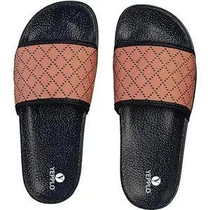 Women's Navy Pink Flexible Comfortable Slippers Sliders 4 UK