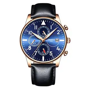 NIBOSI Chronograph Men's Watch (Blue Dial Black Colored Strap)