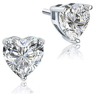 Via Mazzini Valentine Special Silver Heart Stud Earrings Enhanced With Crystals by Swarovski