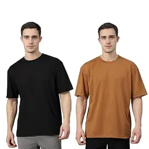 CHKOKKO Oversized Tshirt for man Solid Classic Round Neck Loose Fit Half Sleeve Soft and Comfortable Casual Stylish wear for Summer