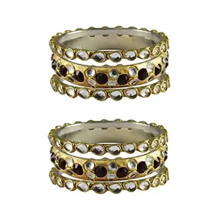 MAYA FASHION Golden stone Brass Bangle Elegant Extra Large Size Bangle | Perfect Fit for Plus Size banglesTrendy and Comfortable Fit for woman and girls | (Sku-ban3977)