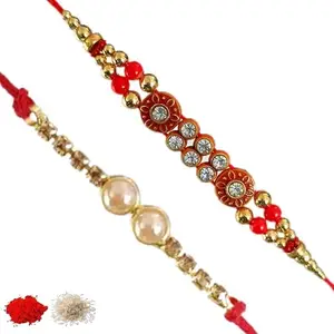 Rakhi set of 2, Rakhiya, Rakhi combo,with roli and chawal packet 571