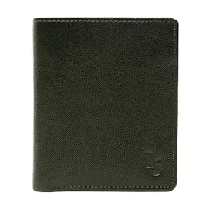 LOUIS STITCH Mens Green Bifold Leather Wallet Purse | 1 Cash Compartment, 3 Card Slots with RFID Protected Wallet (WL-SF-NCGR)