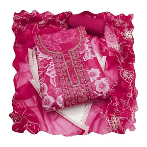 Maroosh Women'S Multi Unstitched Sequence Digital Position Print Embroidery Handwork Organza Dress Material (MRSMSMFC11574B)