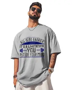 AUSK Men Tshirt || Oversized Graphic Printed T-Shirts for Mens Grey